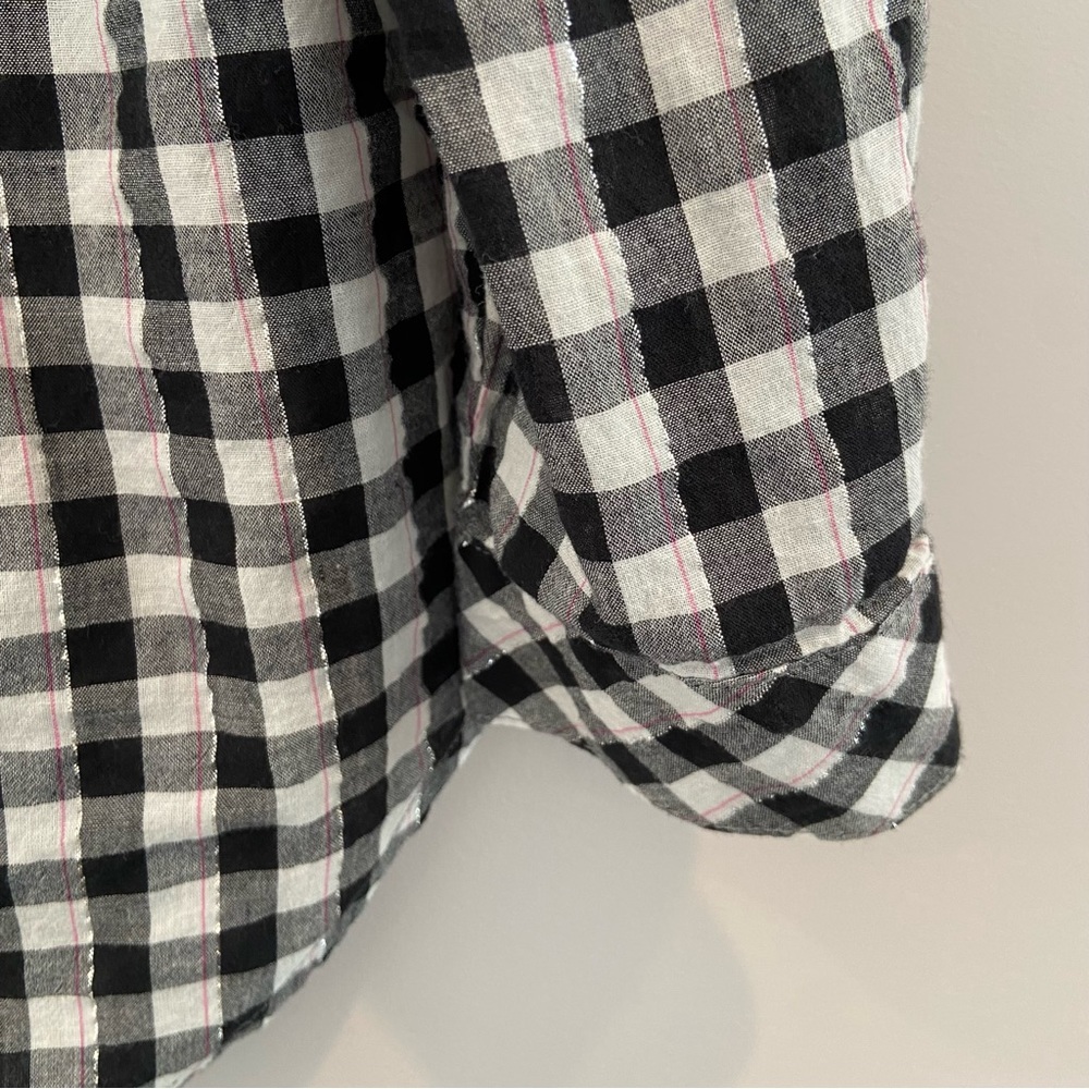 ANTHROPOLOGIE | Hester & Orchard Gingham Check Metallic Button Down Shirt Small - Picture 6 of 6